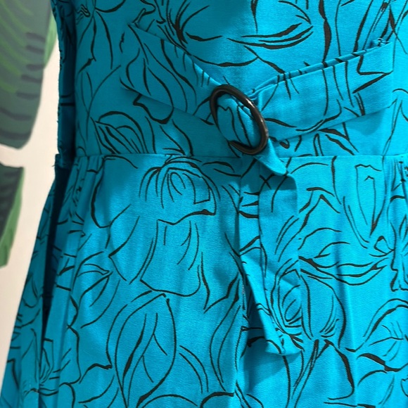 Vintage Turquoise and Black Double-Breasted Rockabilly Dress - Picture 6 of 8